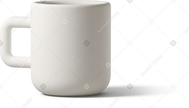 3D white cup on ground Illustration in PNG, SVG
