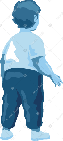 chubby boy standing back Illustration in PNG, SVG
