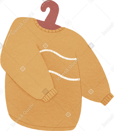 yellow sweater with white stripes Illustration in PNG, SVG
