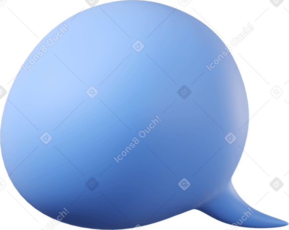 3D Blue round speech bubble from the down right corner PNG, SVG