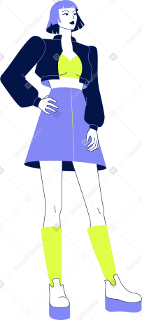 mujer joven de pie con la mano en el cinturón PNG, SVG