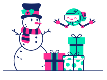 크리스마스 선물을 배달하는 로봇 PNG, SVG
