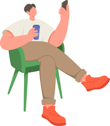man with phone PNG, SVG