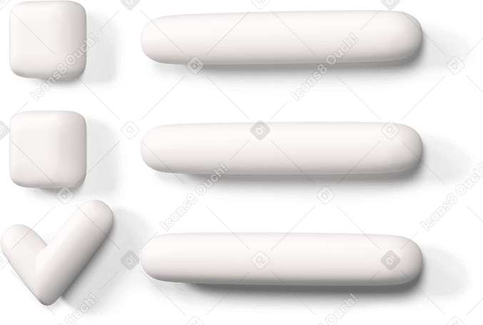 3D White checklist with one done item turned to the left PNG, SVG