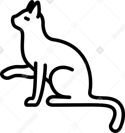 sitting cat raised its paw Illustration in PNG, SVG