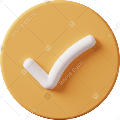 3D round check mark yellow PNG、SVG