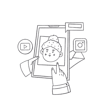Checking phone with social media PNG, SVG