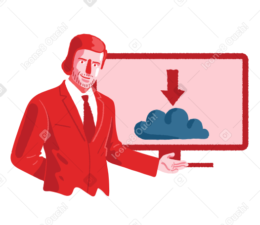 Man downloading files from cloud PNG, SVG