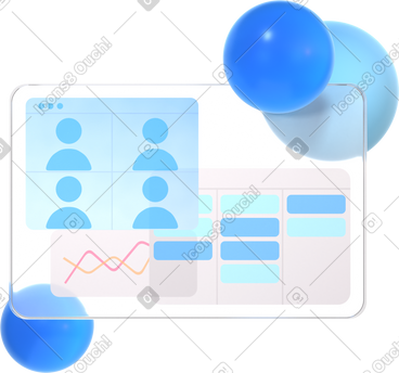 Online call and software dashboard with 3D elements PNG, SVG