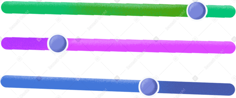 three colored lines with sliders PNG, SVG