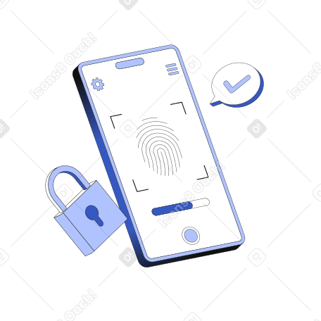 Phone fingerprint verification Illustration in PNG, SVG