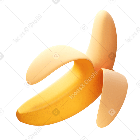 3D banana Illustration in PNG, SVG
