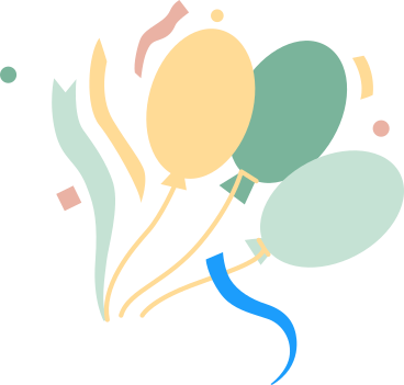 colorful balloons and confetti PNG, SVG