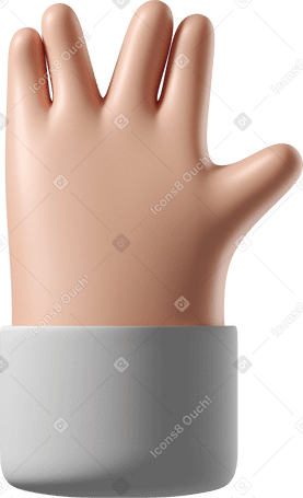 3D Vulcan salute white skin hand PNG, SVG