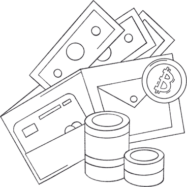 wallet with paper money and coins PNG, SVG