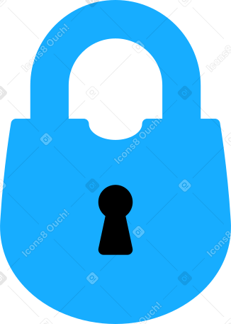 closed blue lock PNG, SVG