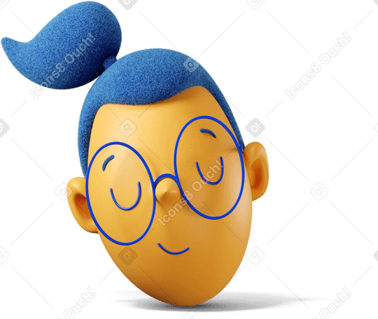 3D Head of a satisfied girl PNG, SVG