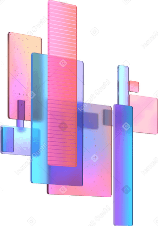 3D abstract composition from different rectangles в PNG, SVG