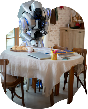 Background with a table and a robot PNG, SVG