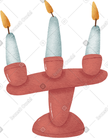 Red table candlestick with three white candles PNG, SVG