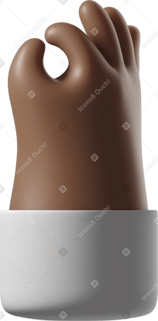 3D Dark brown skin hand making ok sign Illustration in PNG, SVG