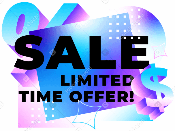 text sale limited time offer with threed objects and decorations PNG, SVG