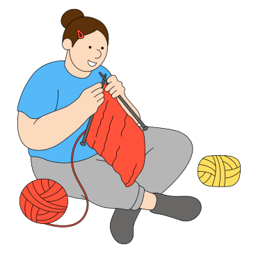 Godendo di un hobby, donna che lavora a maglia PNG, SVG