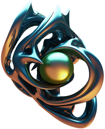3D abstract shiny metal form PNG, SVG