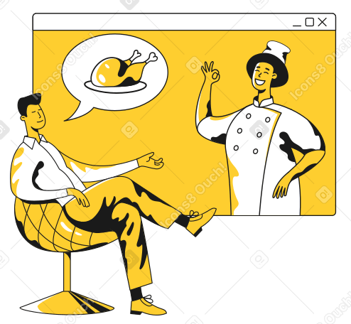 Online gastronomy Illustration in PNG, SVG
