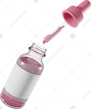3D open cosmetic serum bottle with dropper PNG, SVG