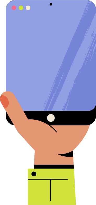 hand holding mobile phone with blank blue screen PNG, SVG