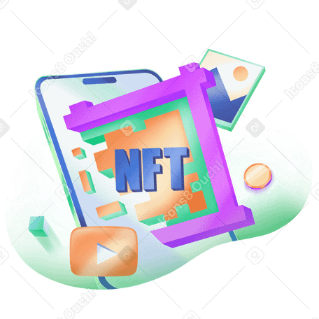 Nft and crypto art trade on mobile phone PNG, SVG