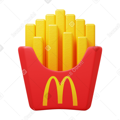 3D mcdonald`s french fries PNG, SVG