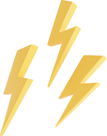 three yelow lightnings Illustration in PNG, SVG