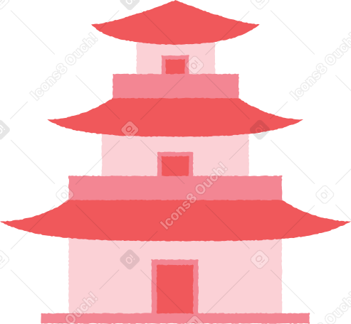 red tall pagoda Illustration in PNG, SVG