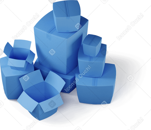 3D Vista dall'alto di un mucchio di scatole PNG, SVG