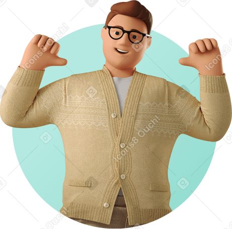 3D man showing two thumbs up PNG, SVG