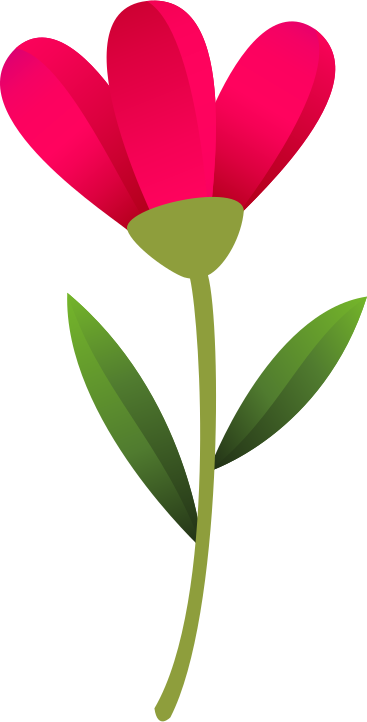 small pink flower with two leaves PNG, SVG