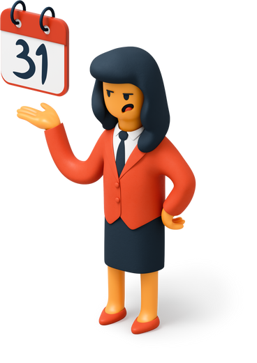 Angry business woman with a calendar PNG, SVG