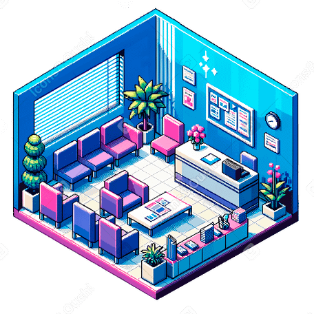 isometric office waiting room interior  PNG, SVG