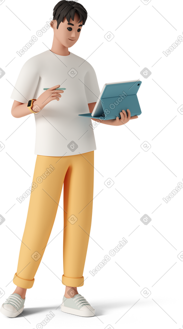 Young man with tablet PNG, SVG