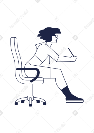 Woman sitting on the chair and writing Illustration in PNG, SVG