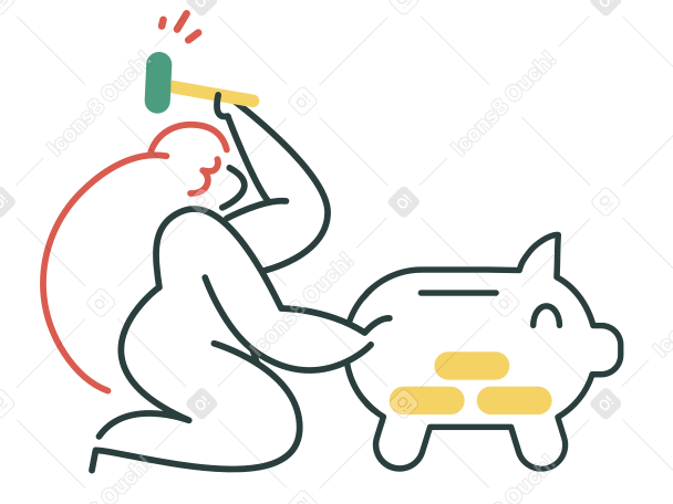 Breaking the piggy bank Illustration in PNG, SVG