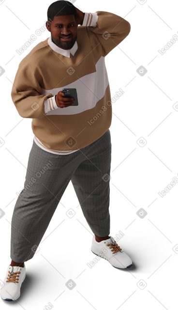 Isometric view of young man taking selfie PNG, SVG