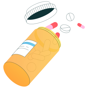 Orange pill bottle with cap animated illustration in GIF, Lottie (JSON), AE