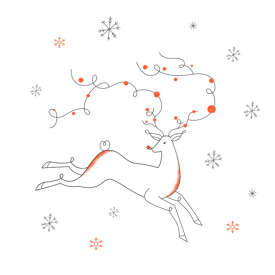 Snow and deer Illustration in PNG, SVG