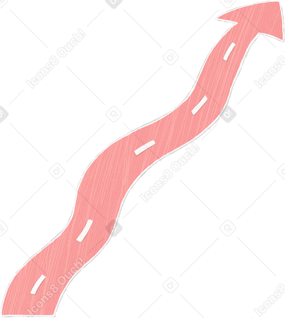 pink curved arrow in the form of a road PNG, SVG
