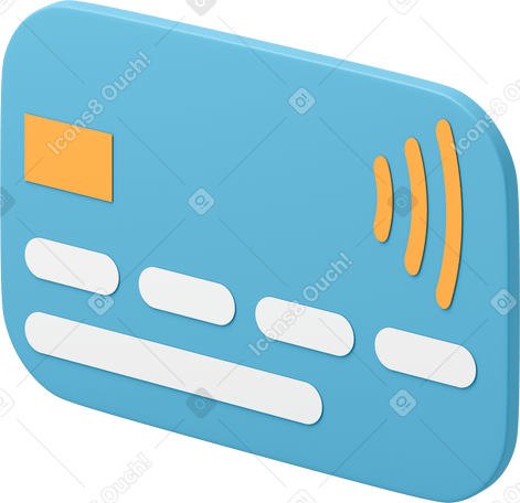 3D Light blue bank card with NFC chip Illustration in PNG, SVG