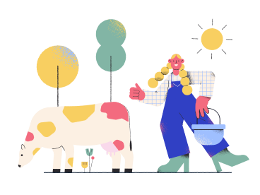 Farmer girl and cow PNG, SVG