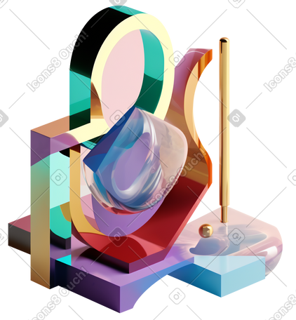 3D 不同玻璃形状的抽象构图 PNG, SVG